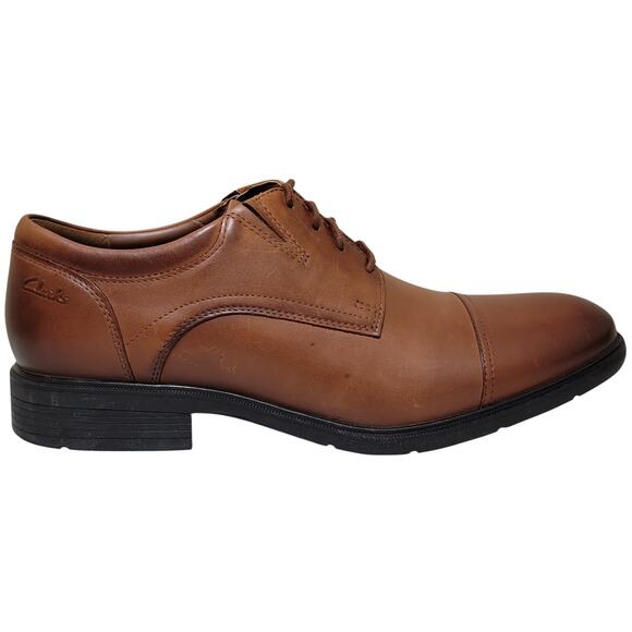 Clarks Men Steadwell Cap Toe Derby Oxfords Size US 10.5M Dark Tan Brown Leather main image 5